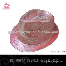 Rosa e prateado de algodão de poliéster chapéu de fedora colorido para festa engraçado barato